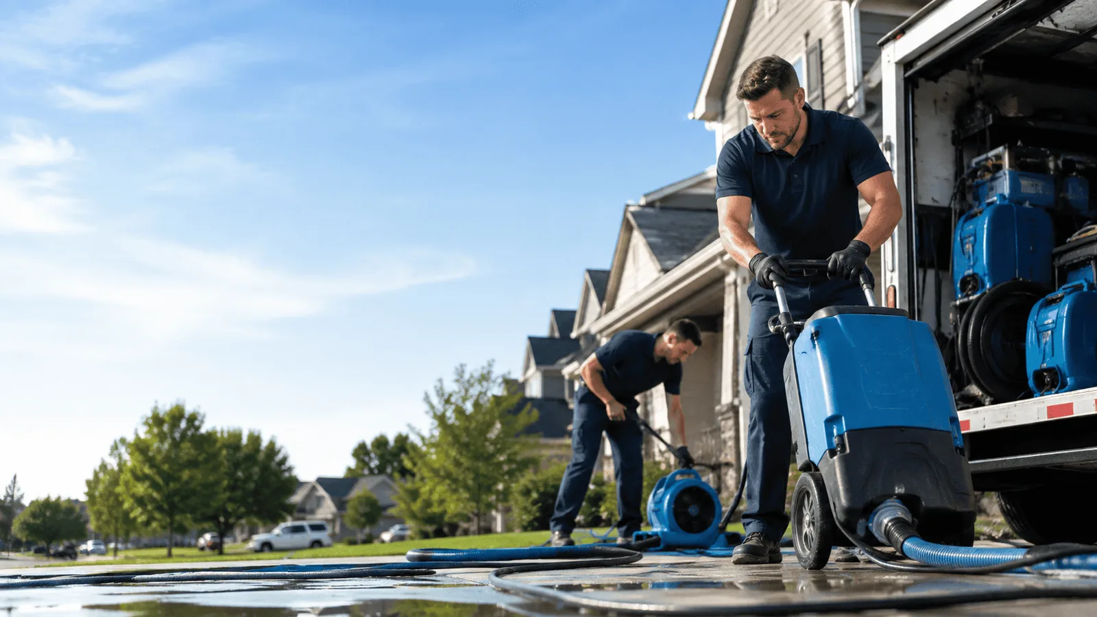 Burst Pipe Damage Cleanup being performed in Rocky Hill, NJ